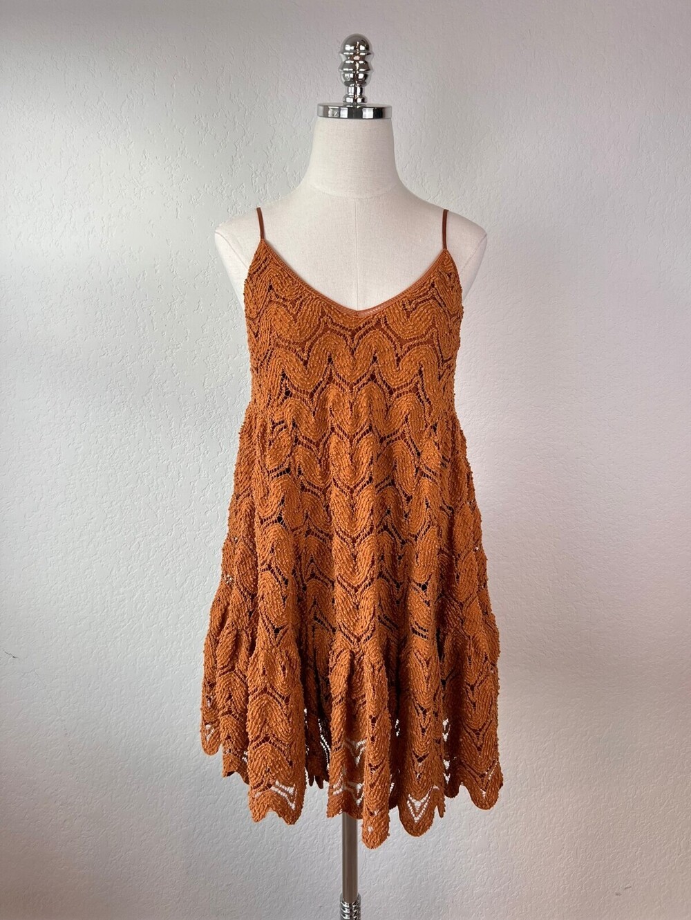 Urban Outfitters Sleeveless Mini Babydoll Dress Orange Fairycore Whimsy size S